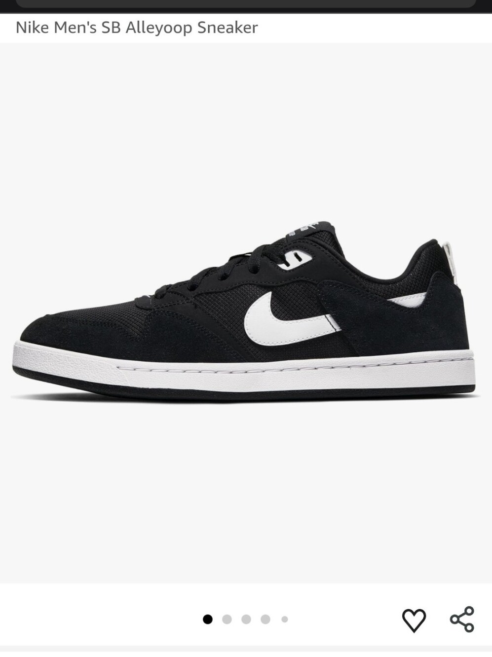 Nike SB Alleyoop Black/White Low-Top Sneaker Mens 7.5